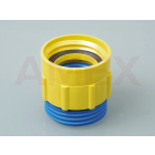 Adaptor filet exterior / interior din PP, 64 mm, galben / albastru